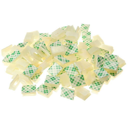 Picture of 100pcs Electrical Cable Clamp White Plastic Wire Tie Rectangle Cable Mount Clip Clamp Self-adhesive Wiring Accessories